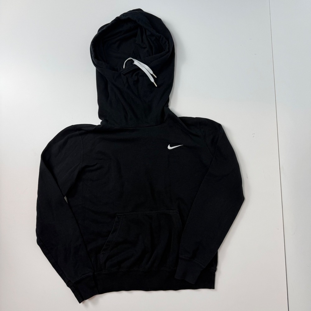 Nike Mens Pullover Hoodie Black Embroidered Swoosh Logo Size Medium Sportswear